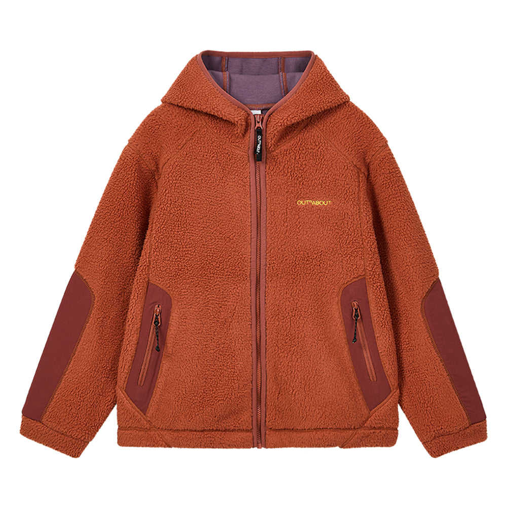Kids Colorblock Antistatic Fleece Hooded Jacket