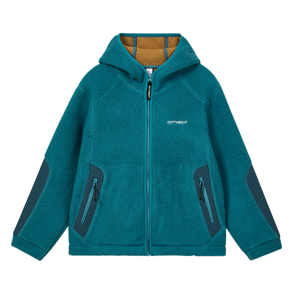 Kids Colorblock Antistatic Fleece Hooded Jacket