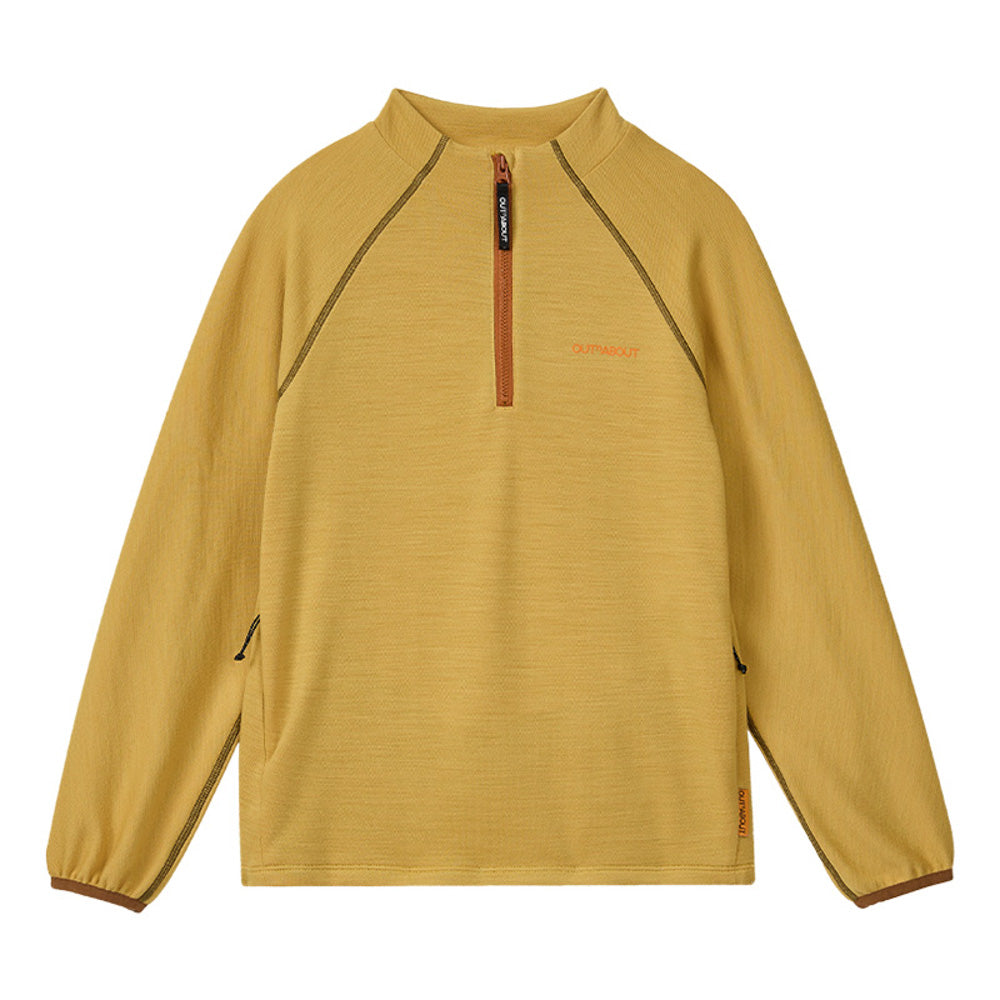 Kids Merino Wool COOLMAX Half-Zip Stand Collar Base Layer