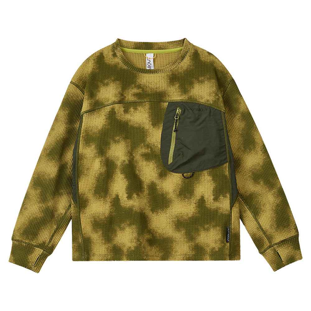 Kids Waffle Pattern Paneled Sweatshirt