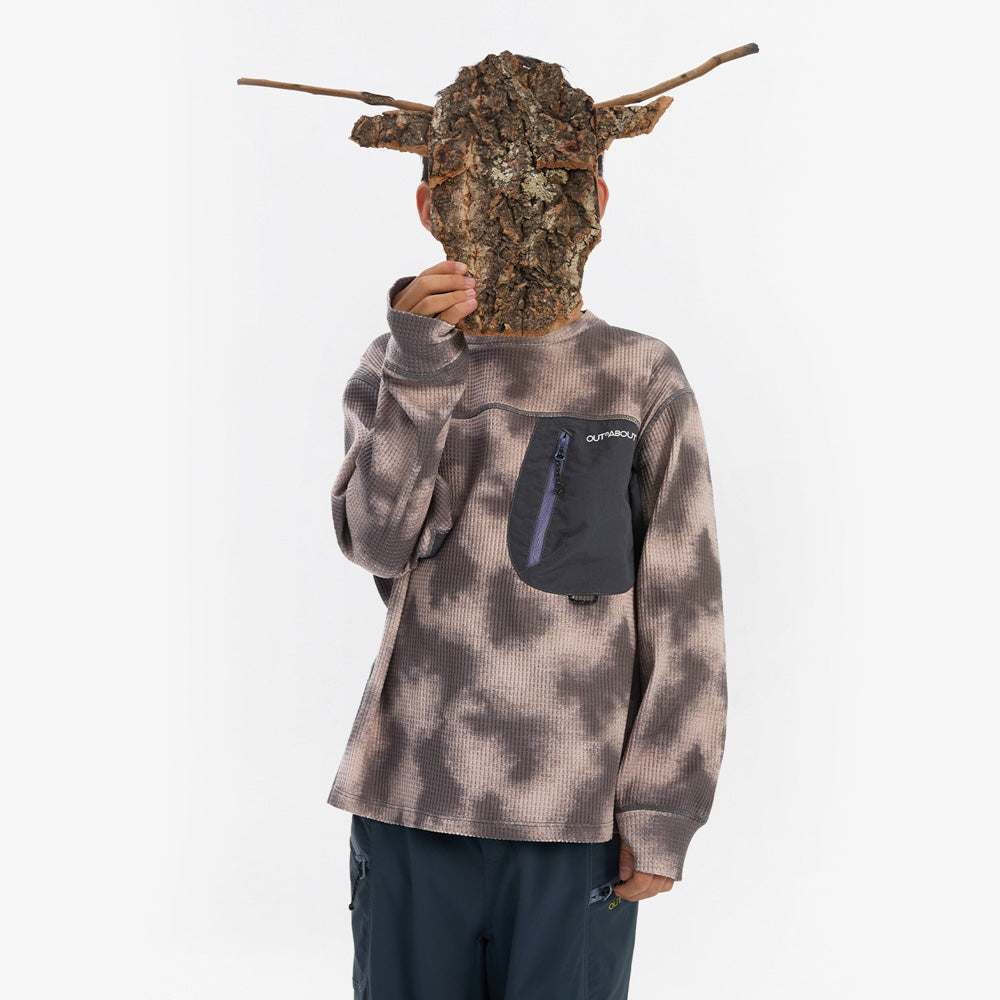 Kids Waffle Pattern Paneled Sweatshirt