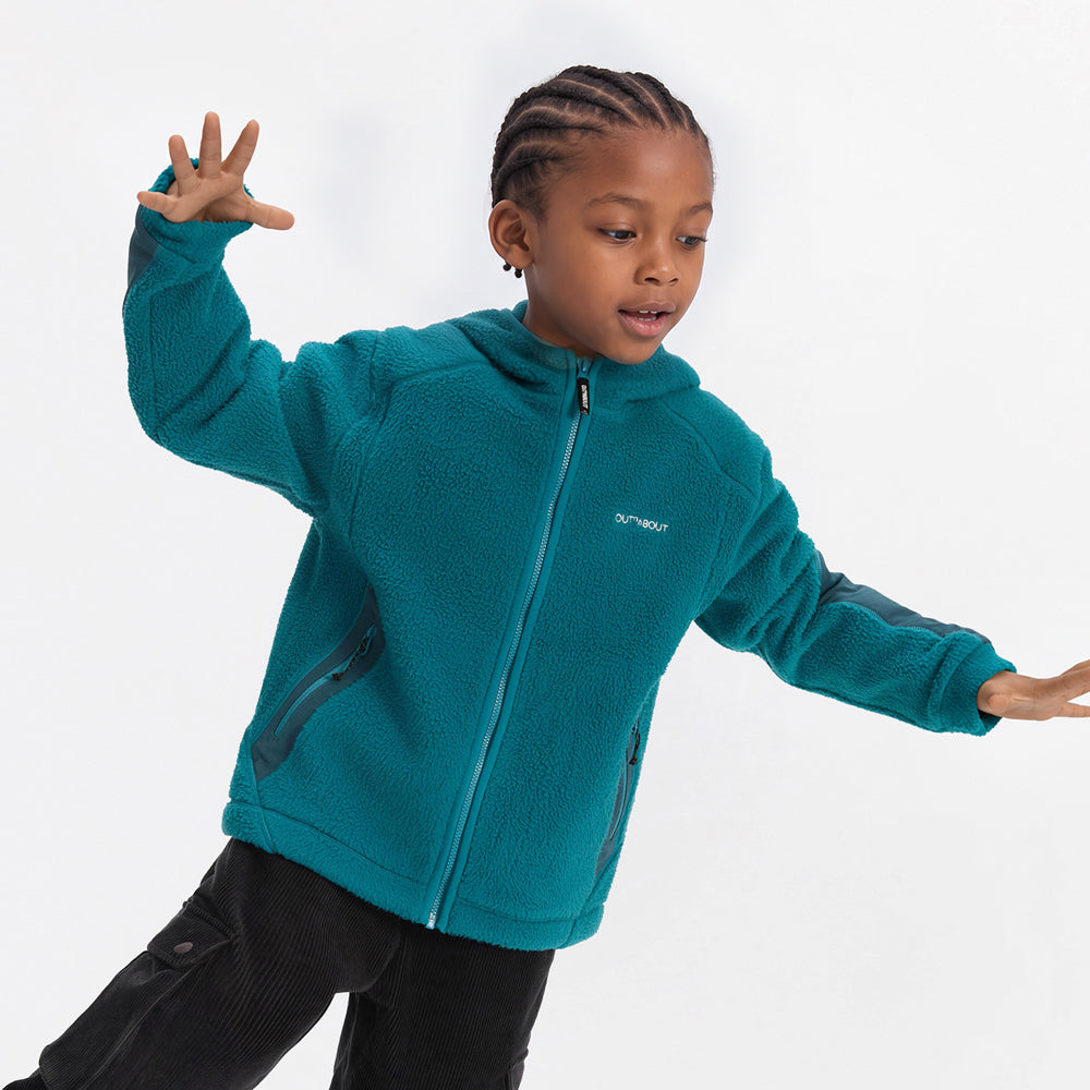 Kids Colorblock Antistatic Fleece Hooded Jacket