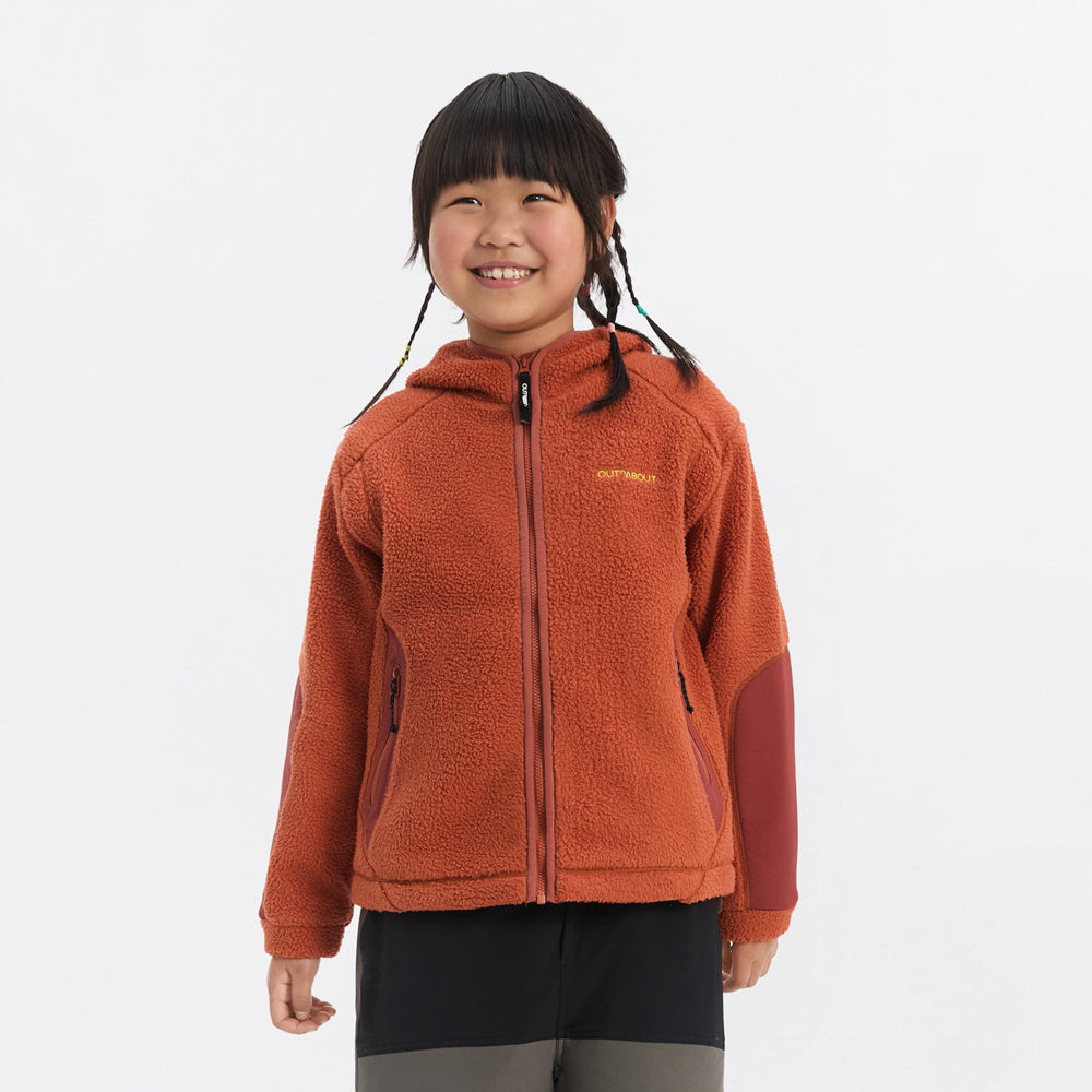 Kids Colorblock Antistatic Fleece Hooded Jacket