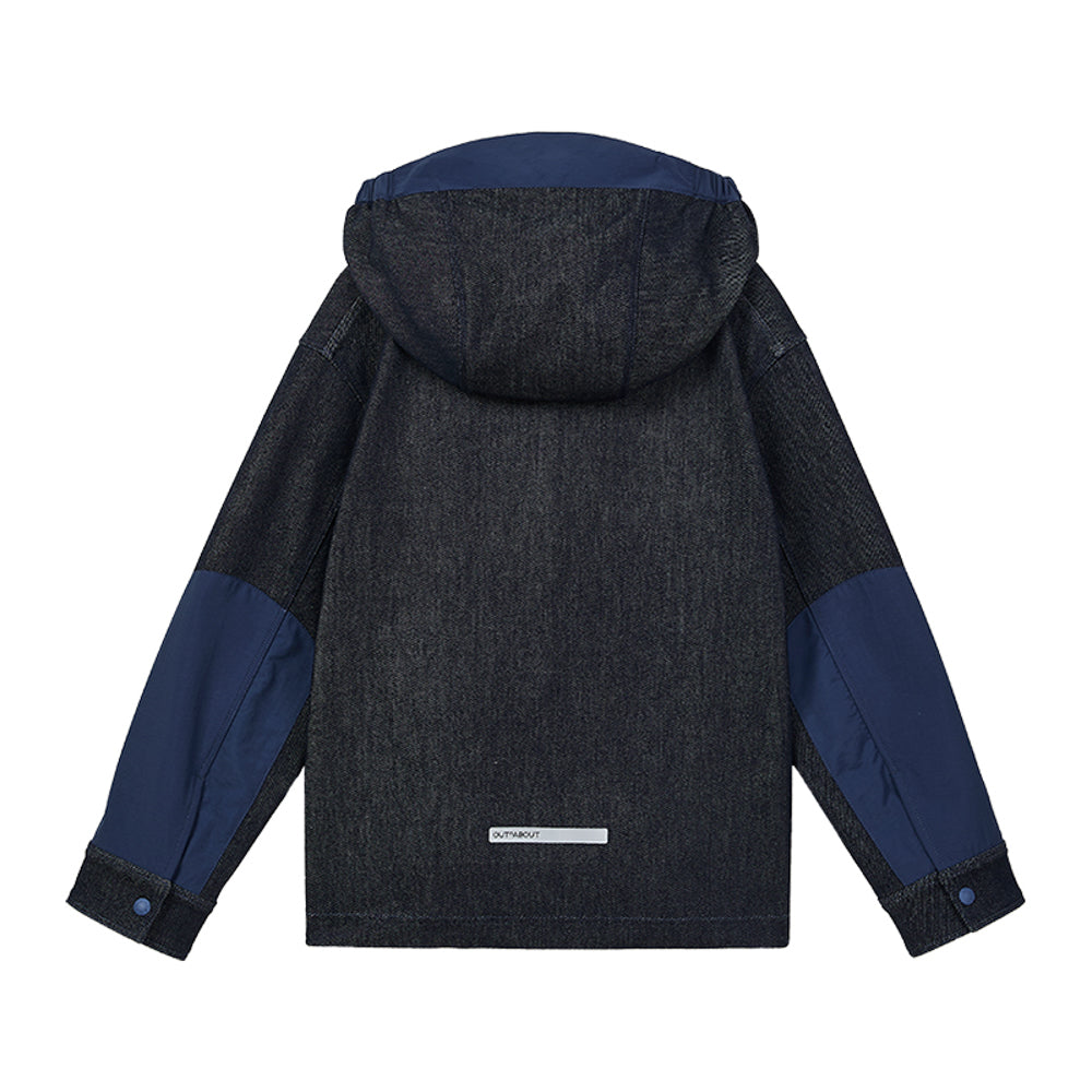 Kids Merino Wool Denim Hooded Jacket