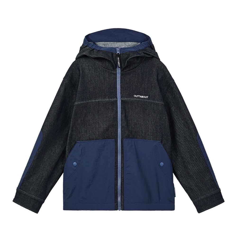 Kids Merino Wool Denim Hooded Jacket
