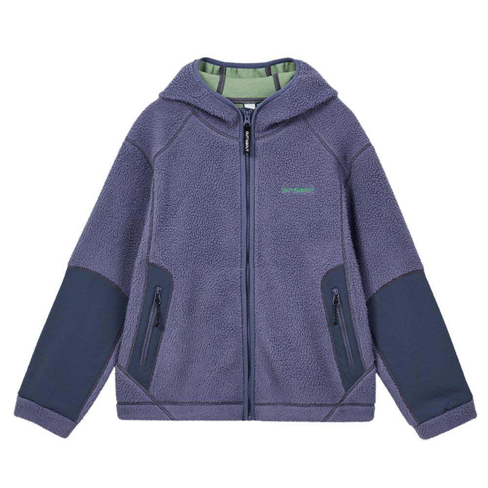 Kids Colorblock Antistatic Fleece Hooded Jacket