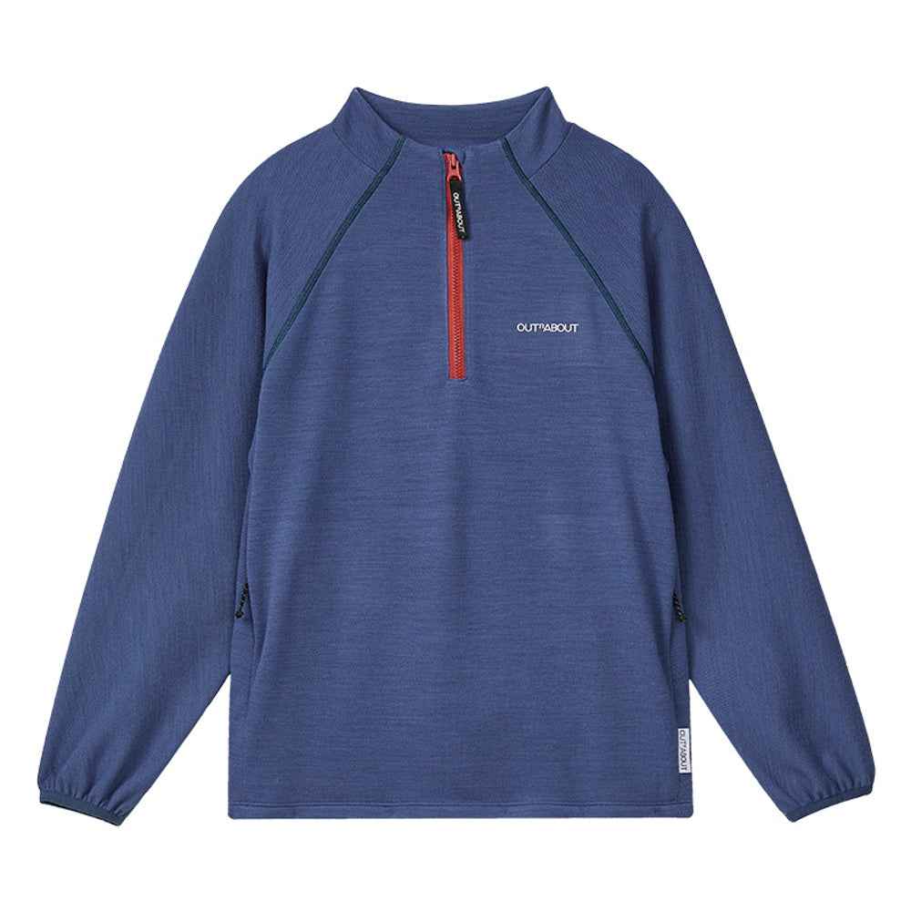 Kids Merino Wool COOLMAX Half-Zip Stand Collar Base Layer