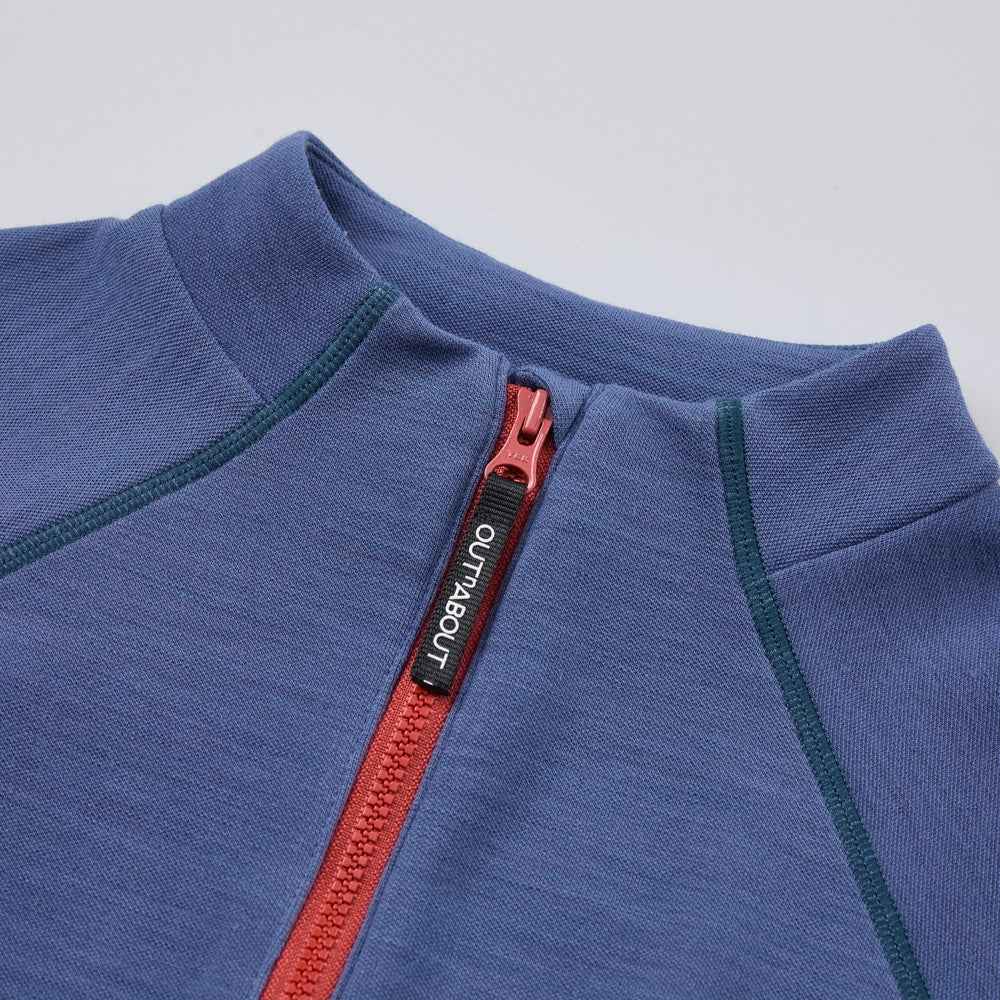 Kids Merino Wool COOLMAX Half-Zip Stand Collar Base Layer