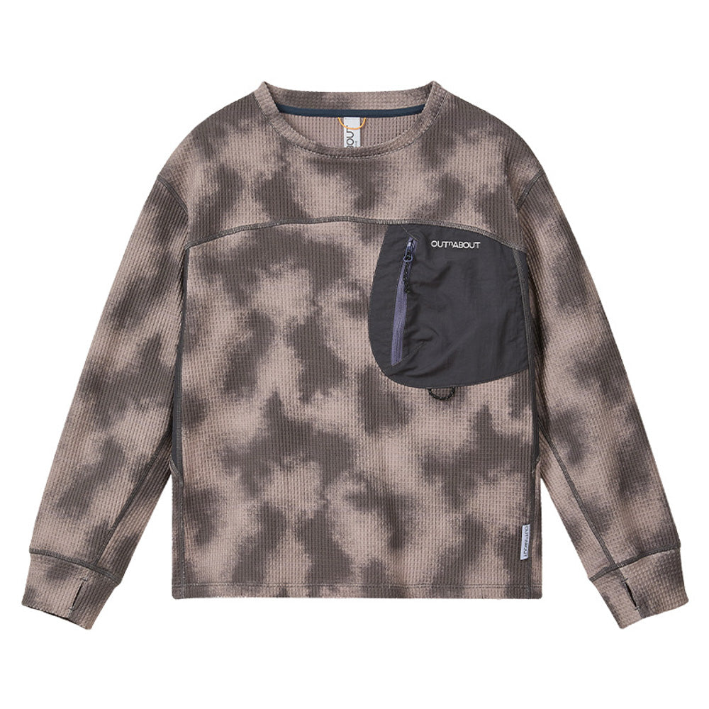 Kids Waffle Pattern Paneled Sweatshirt