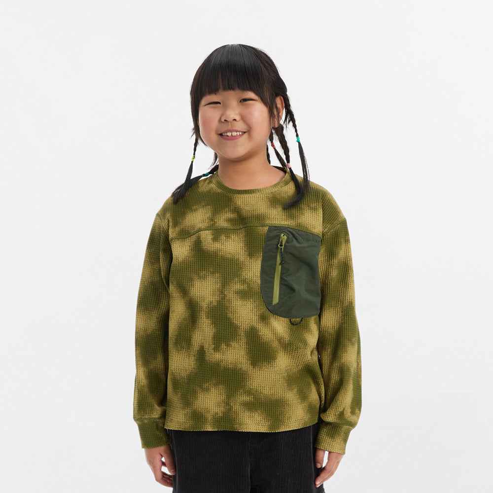 Kids Waffle Pattern Paneled Sweatshirt