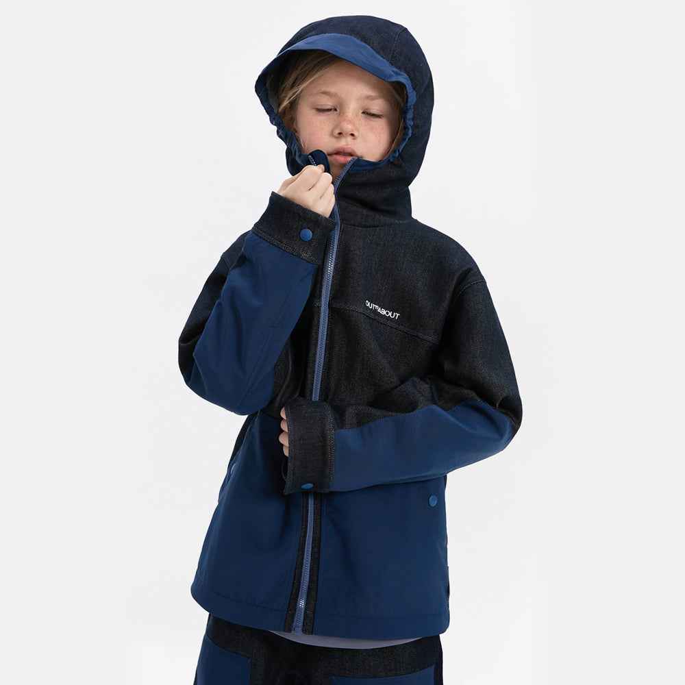 Kids Merino Wool Denim Hooded Jacket