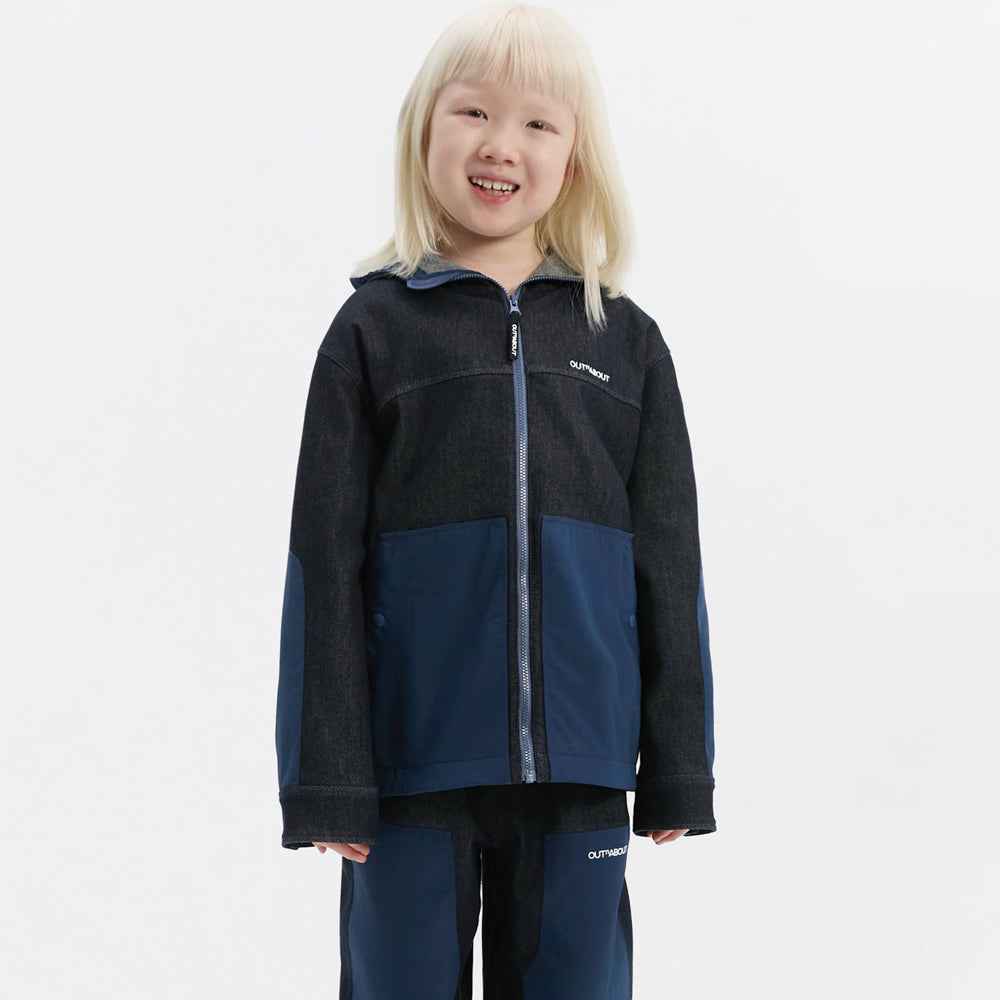 Kids Merino Wool Denim Hooded Jacket