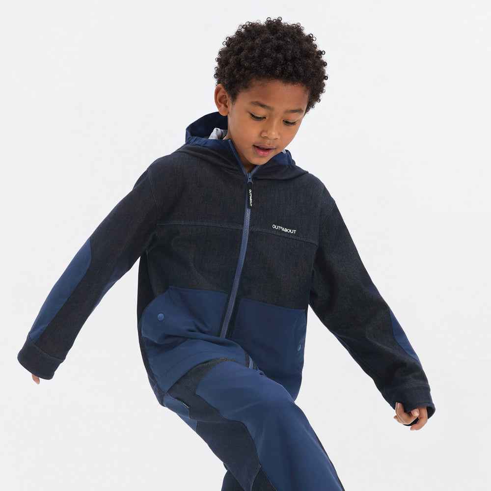 Kids Merino Wool Denim Hooded Jacket